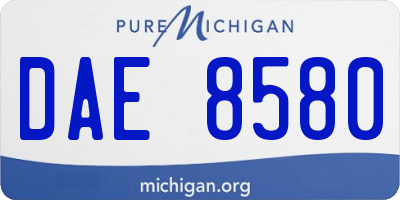 MI license plate DAE8580