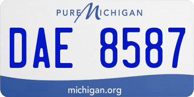 MI license plate DAE8587