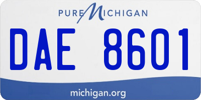 MI license plate DAE8601