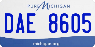 MI license plate DAE8605