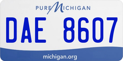 MI license plate DAE8607