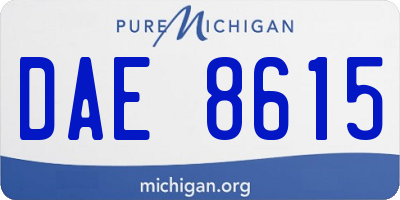 MI license plate DAE8615