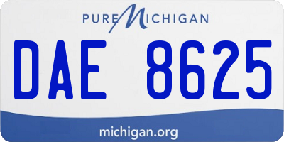 MI license plate DAE8625