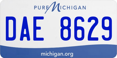 MI license plate DAE8629