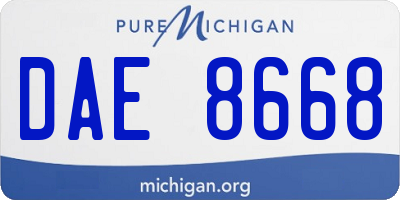 MI license plate DAE8668