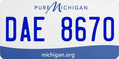 MI license plate DAE8670