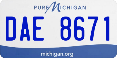 MI license plate DAE8671