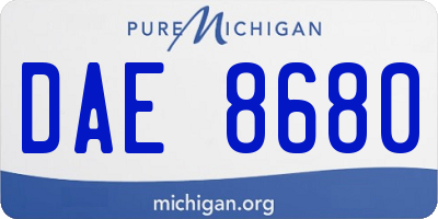 MI license plate DAE8680