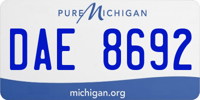 MI license plate DAE8692