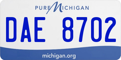 MI license plate DAE8702