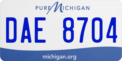 MI license plate DAE8704