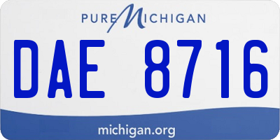 MI license plate DAE8716