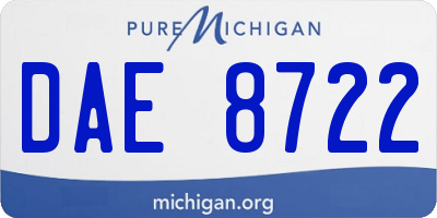 MI license plate DAE8722