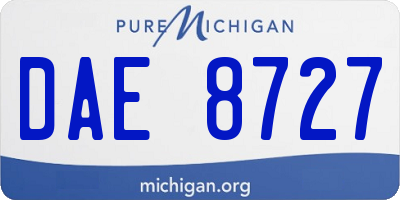 MI license plate DAE8727