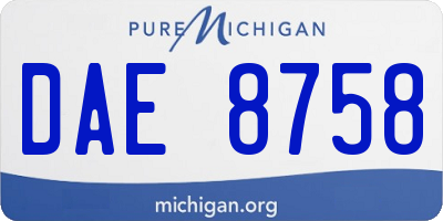MI license plate DAE8758