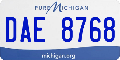 MI license plate DAE8768