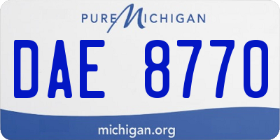 MI license plate DAE8770