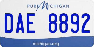 MI license plate DAE8892