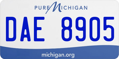 MI license plate DAE8905