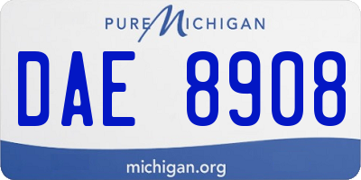 MI license plate DAE8908