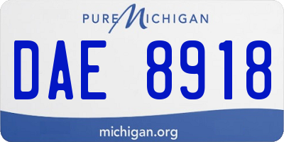 MI license plate DAE8918