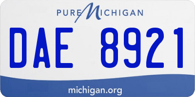 MI license plate DAE8921
