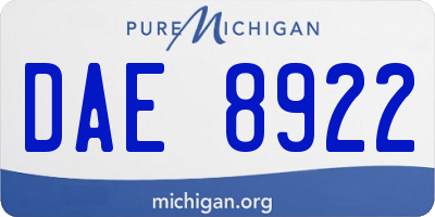 MI license plate DAE8922
