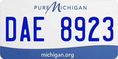 MI license plate DAE8923
