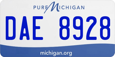MI license plate DAE8928