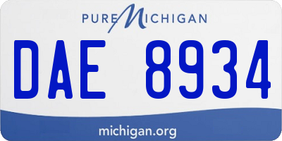 MI license plate DAE8934