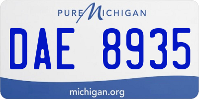 MI license plate DAE8935