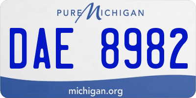 MI license plate DAE8982