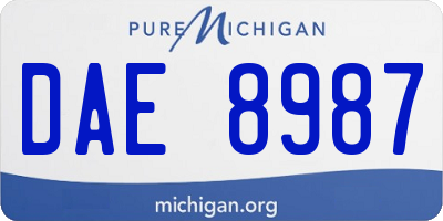 MI license plate DAE8987