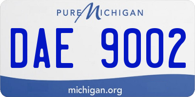 MI license plate DAE9002