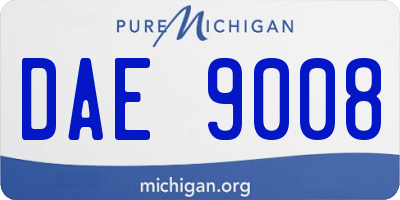 MI license plate DAE9008