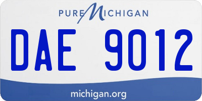 MI license plate DAE9012