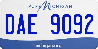 MI license plate DAE9092