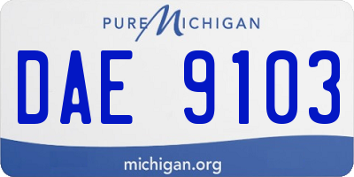 MI license plate DAE9103
