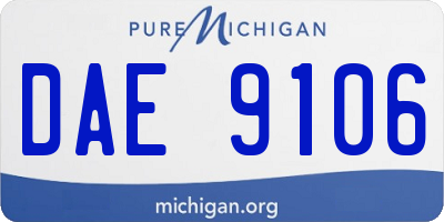 MI license plate DAE9106