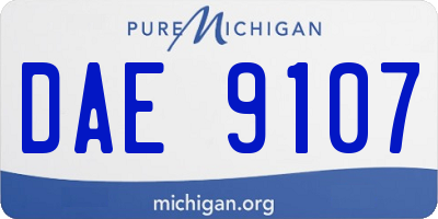 MI license plate DAE9107