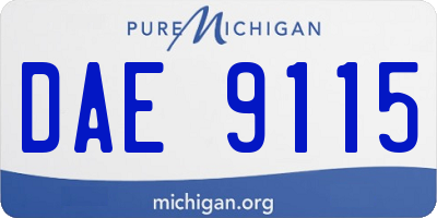 MI license plate DAE9115