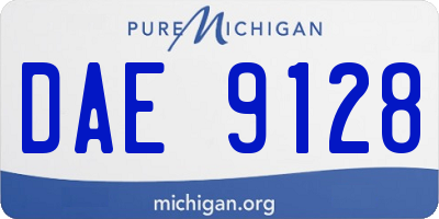 MI license plate DAE9128