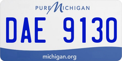 MI license plate DAE9130