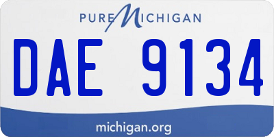 MI license plate DAE9134