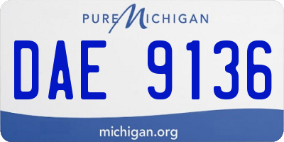 MI license plate DAE9136