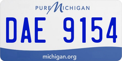 MI license plate DAE9154