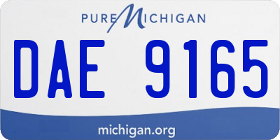 MI license plate DAE9165