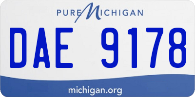 MI license plate DAE9178