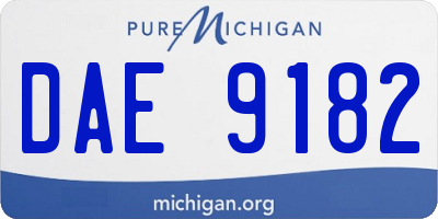MI license plate DAE9182