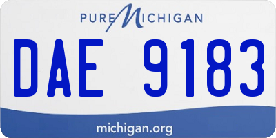 MI license plate DAE9183